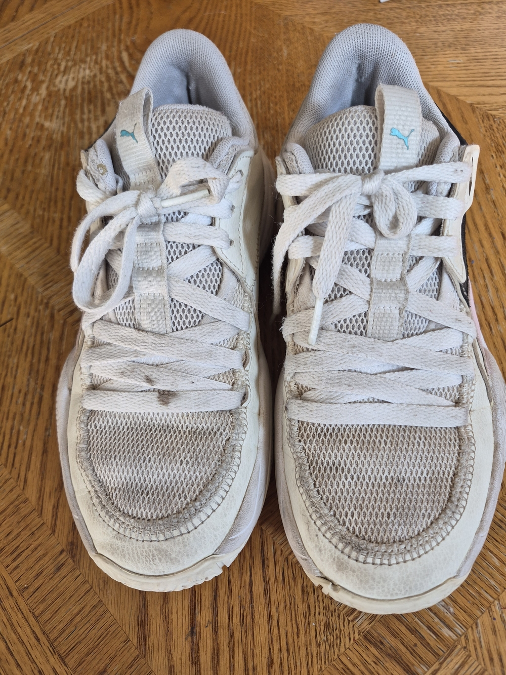 Puma White Mesh Athletic Sneakers